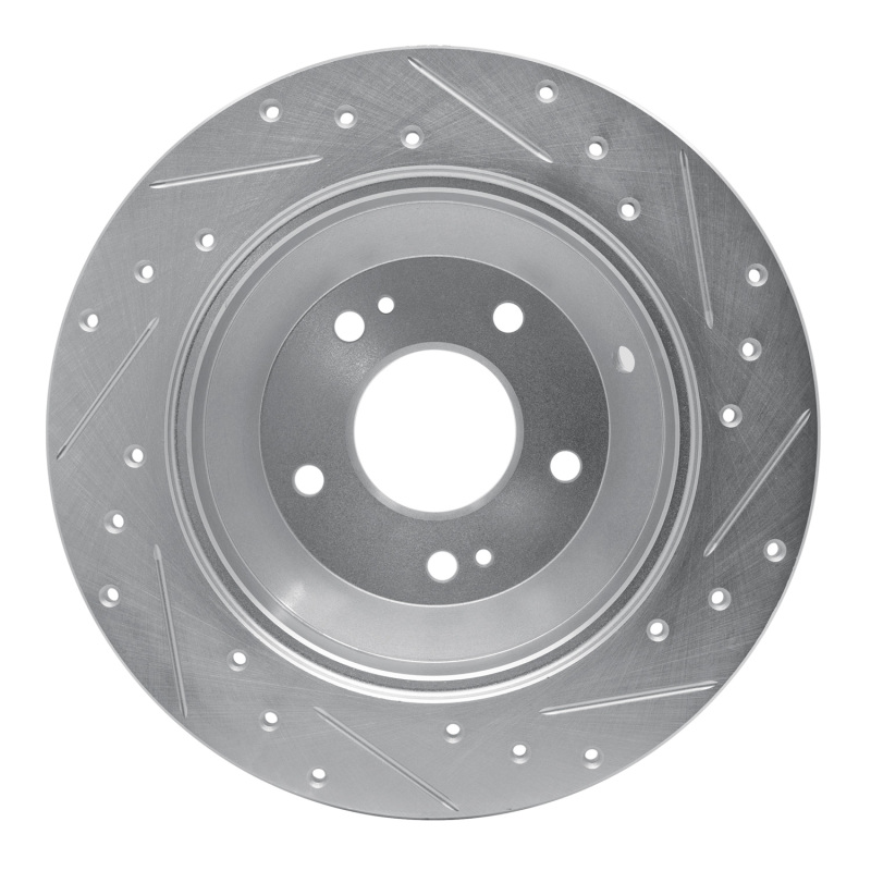 Picture of R1 10-21 Hyundai Santa Fe Rear Left Drilled & Slotted Silver Brake Rotor