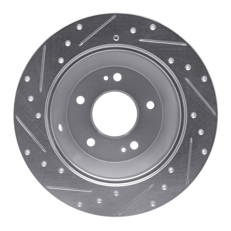 Picture of R1 10-21 Hyundai Santa Fe Rear Right Drilled & Slotted Silver Brake Rotor