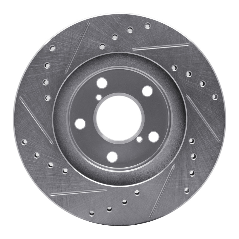 Picture of R1 90-01 Subaru Legacy Front Right Drilled & Slotted Silver Brake Rotor