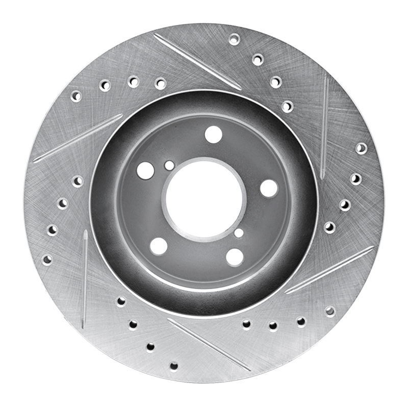 Picture of R1 90-01 Subaru Impreza Front Left Drilled & Slotted Silver Brake Rotor