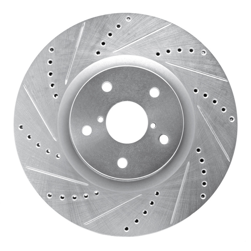 Picture of R1 05-20 Subaru Impreza Front Left Drilled & Slotted Silver Brake Rotor