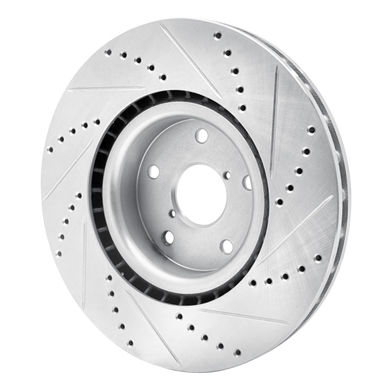 Picture of R1 05-20 Subaru Impreza Front Left Drilled & Slotted Silver Brake Rotor