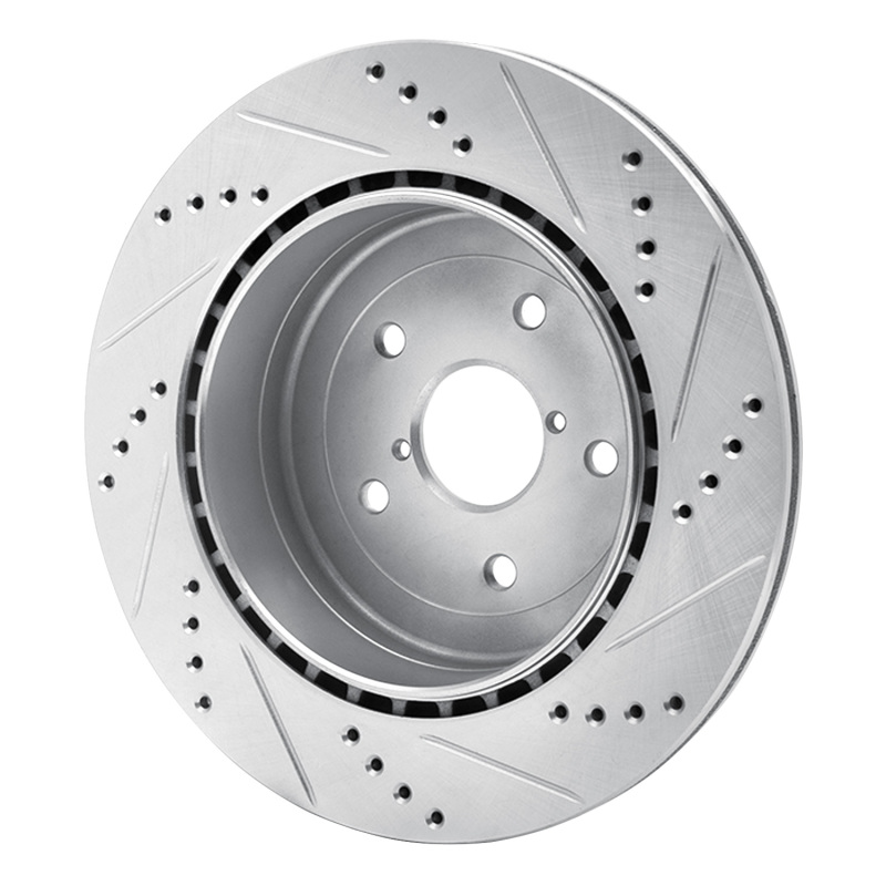 Picture of R1 05-07 Subaru Impreza Rear Left Drilled & Slotted Silver Brake Rotor