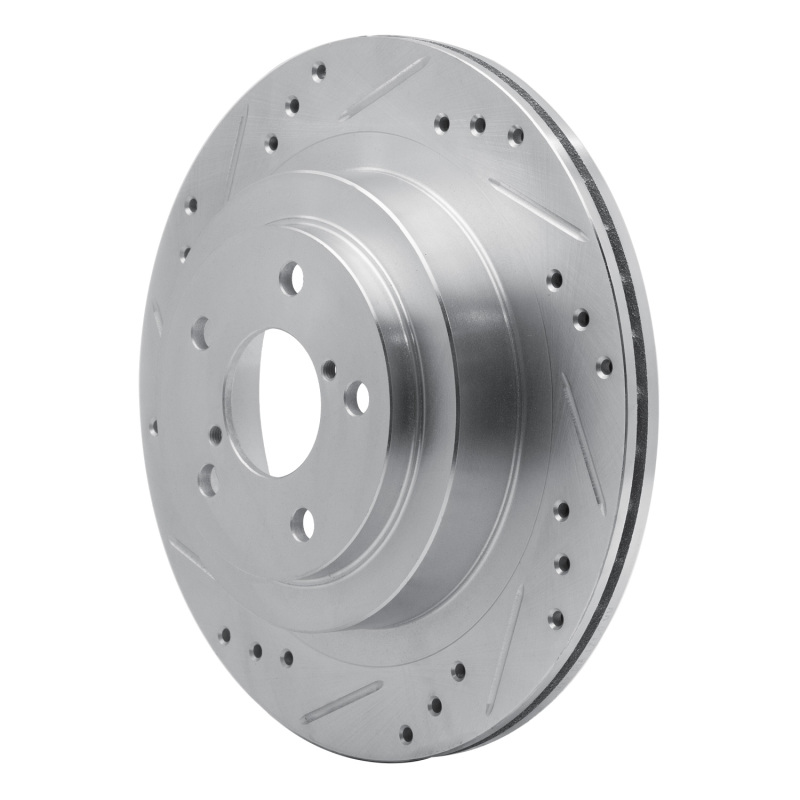 Picture of R1 05-09 Subaru Impreza Rear Left Drilled & Slotted Silver Brake Rotor
