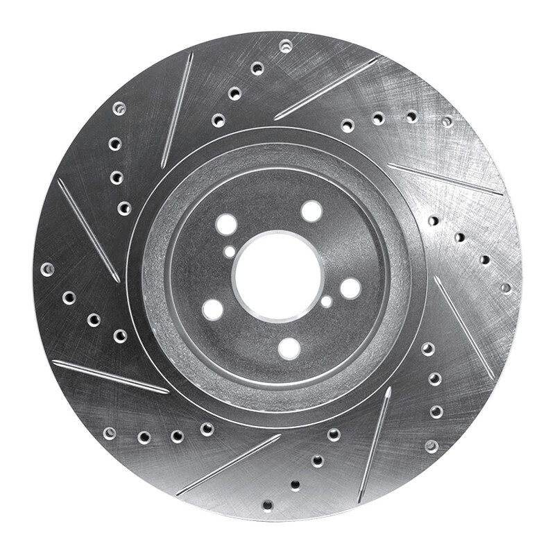 Picture of R1 05-18 Subaru Outback Front Right Drilled & Slotted Silver Brake Rotor
