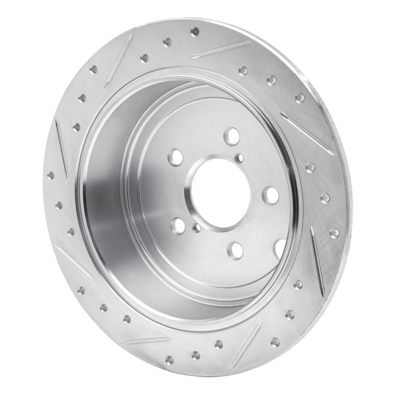 Picture of R1 08-15 Subaru WRX Rear Right Drilled & Slotted Silver Brake Rotor
