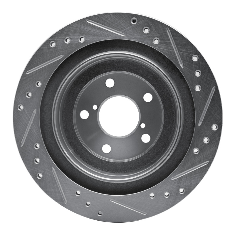 Picture of R1 05-09 Subaru Impreza Rear Left Drilled & Slotted Silver Brake Rotor
