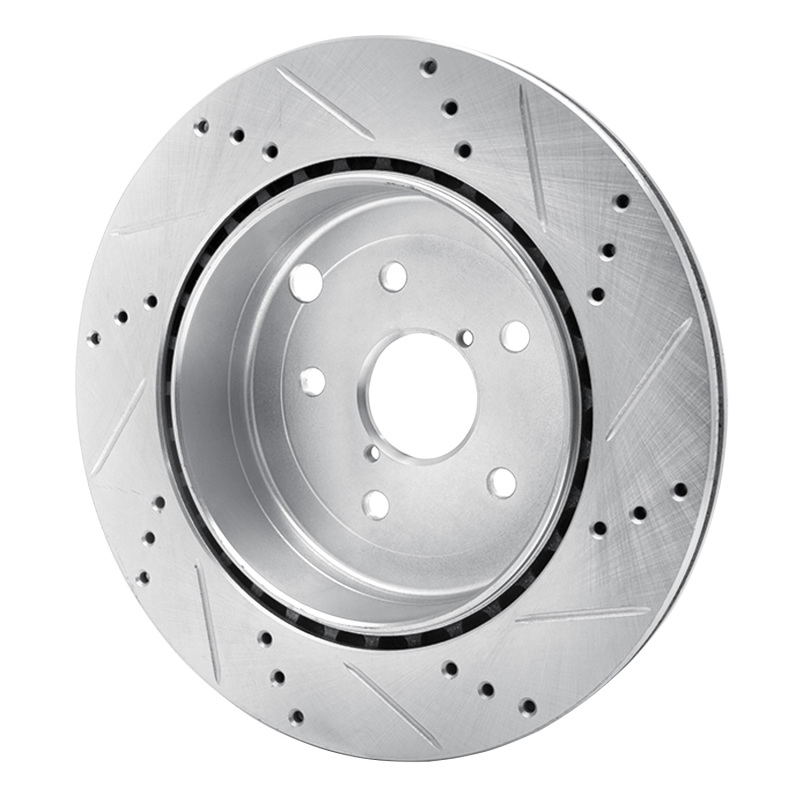 Picture of R1 08-20 Subaru Impreza Rear Left Drilled & Slotted Silver Brake Rotor