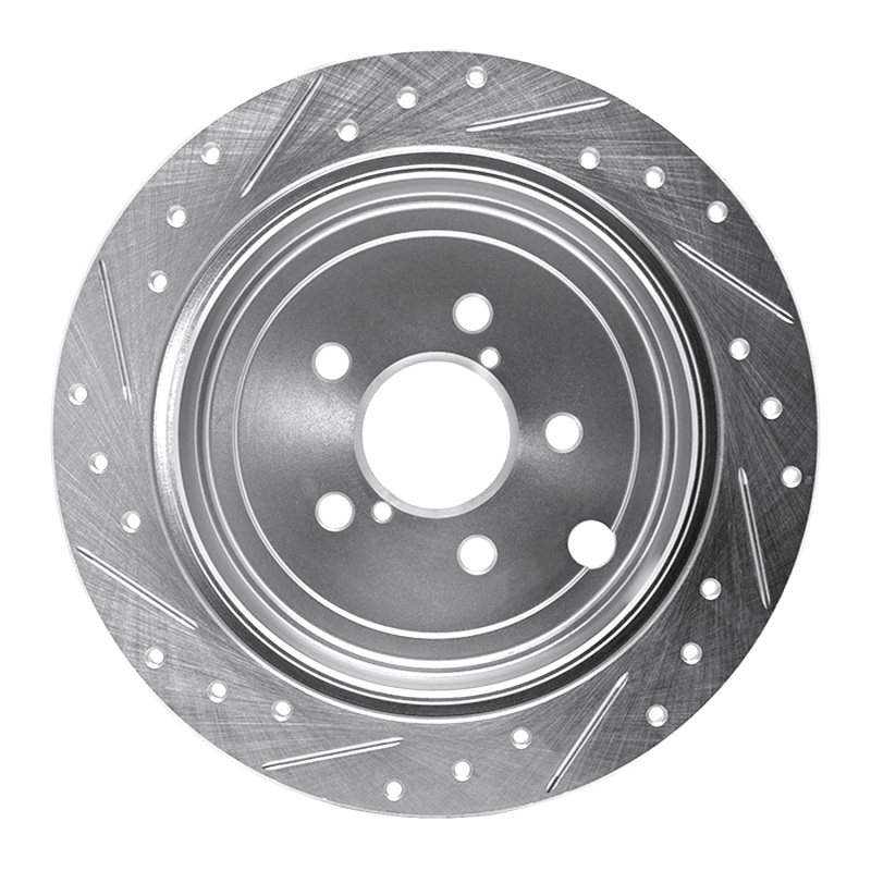 Picture of R1 08-15 Subaru WRX Rear Right Drilled & Slotted Silver Brake Rotor