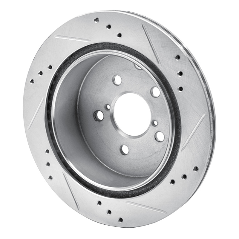Picture of R1 14-18 Subaru Forester Rear Left Drilled & Slotted Silver Brake Rotor