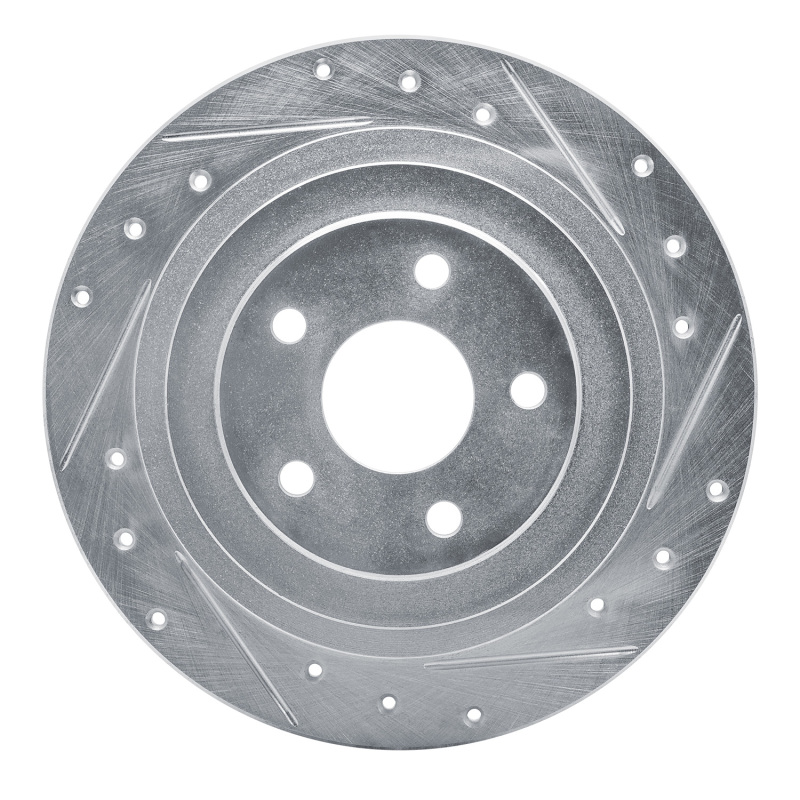 Picture of R1 00-06 Subaru Legacy Rear Right Drilled & Slotted Silver Brake Rotor