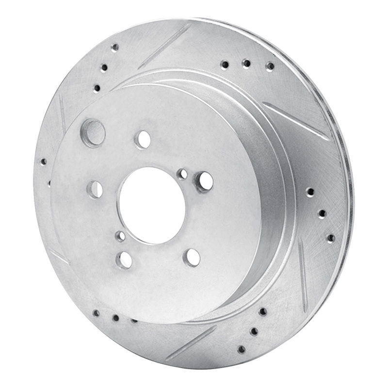 Picture of R1 14-18 Subaru Forester Rear Left Drilled & Slotted Silver Brake Rotor
