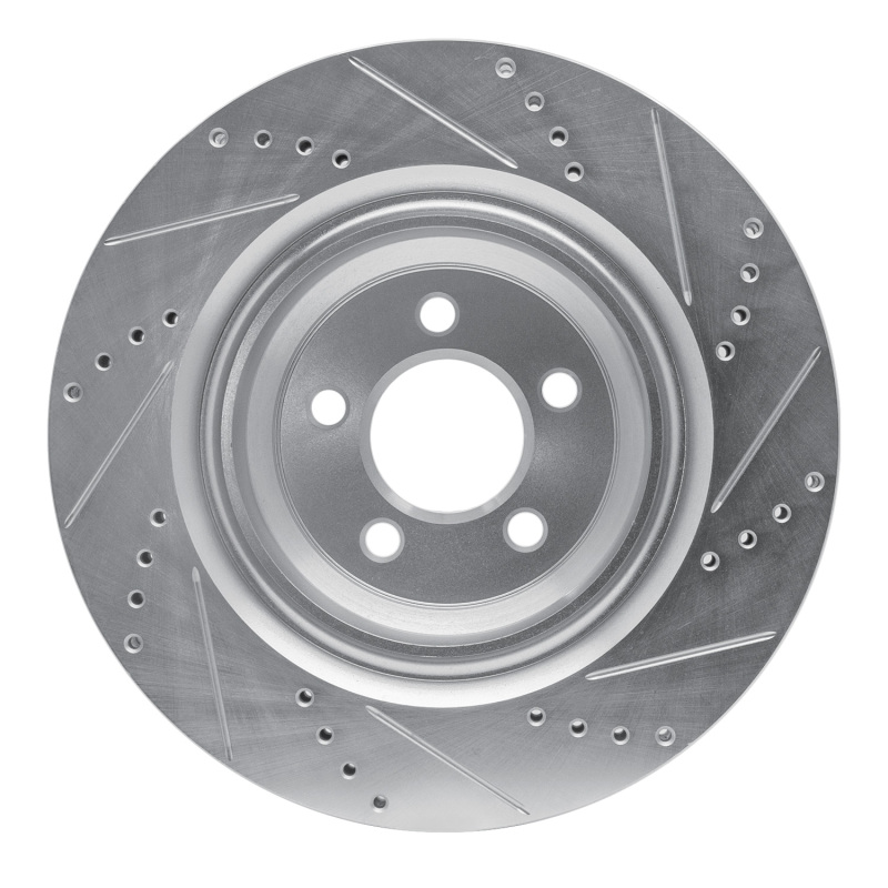 Picture of R1 05-23 Chrysler 300 Rear Left Drilled & Slotted Silver Brake Rotor