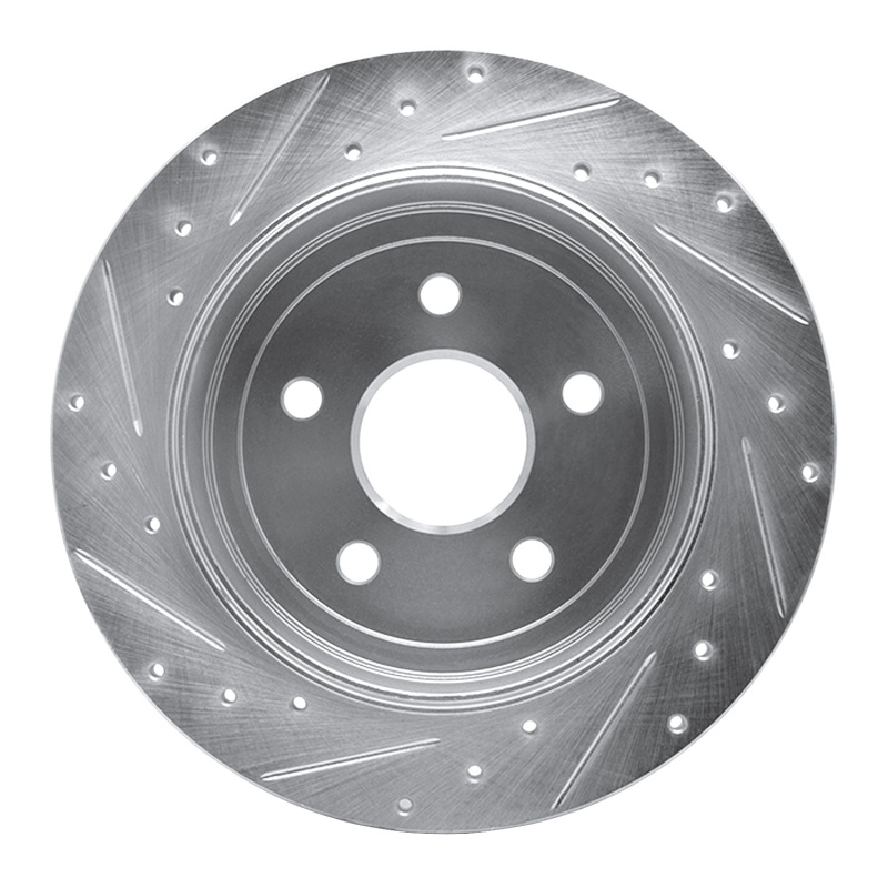 Picture of R1 05-10 Jeep Commander Rear Right Drilled & Slotted Silver Brake Rotor