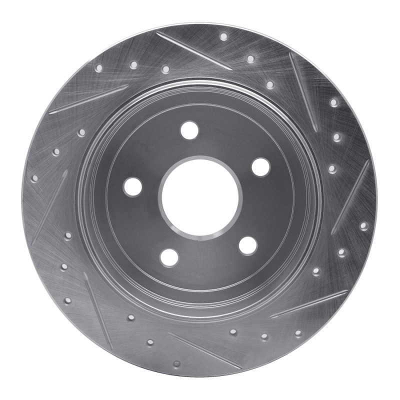 Picture of R1 05-10 Jeep Commander Rear Left Drilled & Slotted Silver Brake Rotor