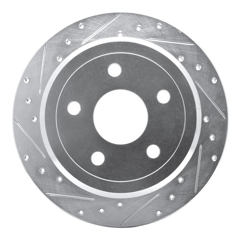 Picture of R1 07-18 Jeep Wrangler Rear Left Drilled & Slotted Silver Brake Rotor