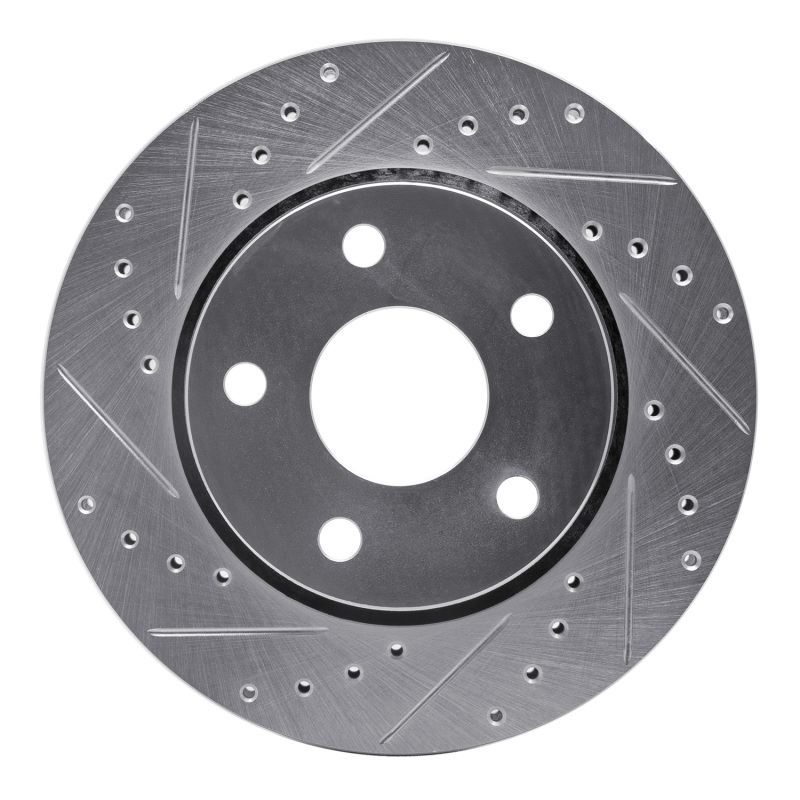 Picture of R1 07-18 Jeep Wrangler Front Left Drilled & Slotted Silver Brake Rotor