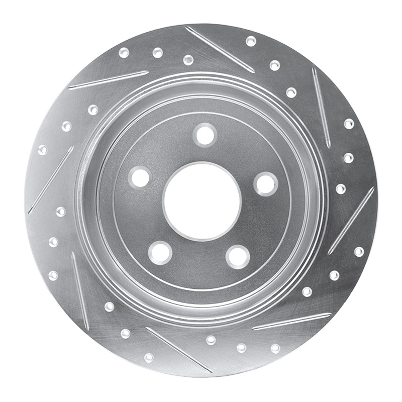 Picture of R1 07-18 Jeep Wrangler Rear Left Drilled & Slotted Silver Brake Rotor