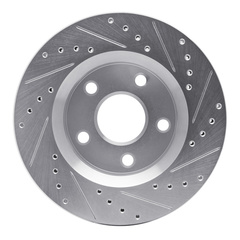 Picture of R1 07-18 Jeep Wrangler Front Left Drilled & Slotted Silver Brake Rotor