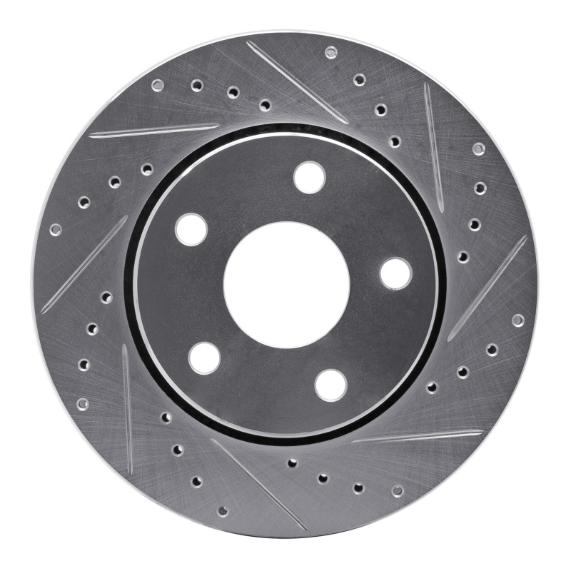 Picture of R1 07-18 Jeep Wrangler Front Right Drilled & Slotted Silver Brake Rotor