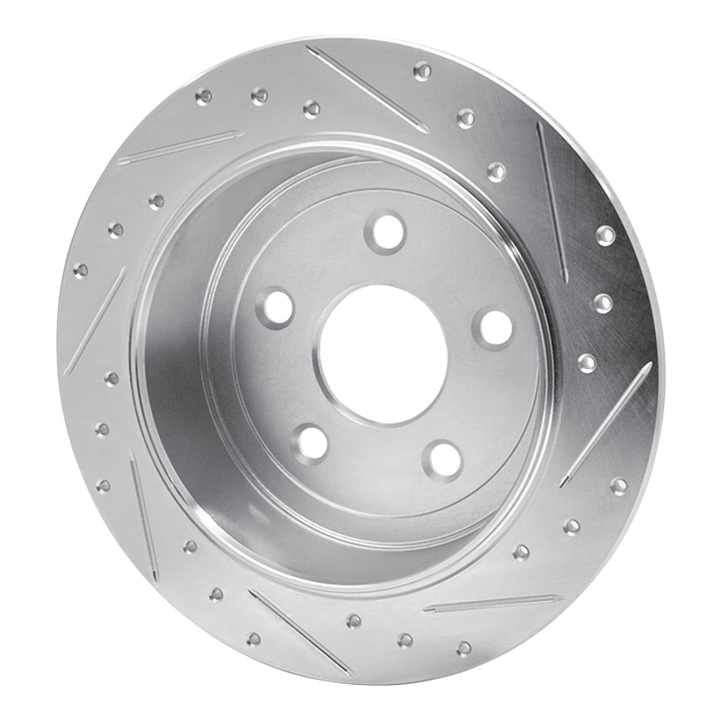 Picture of R1 07-18 Jeep Wrangler Rear Left Drilled & Slotted Silver Brake Rotor