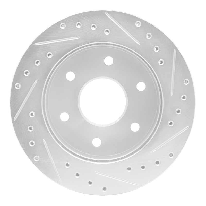 Picture of R1 88-00 Cadillac Escalade Front Left Drilled & Slotted Silver Brake Rotor