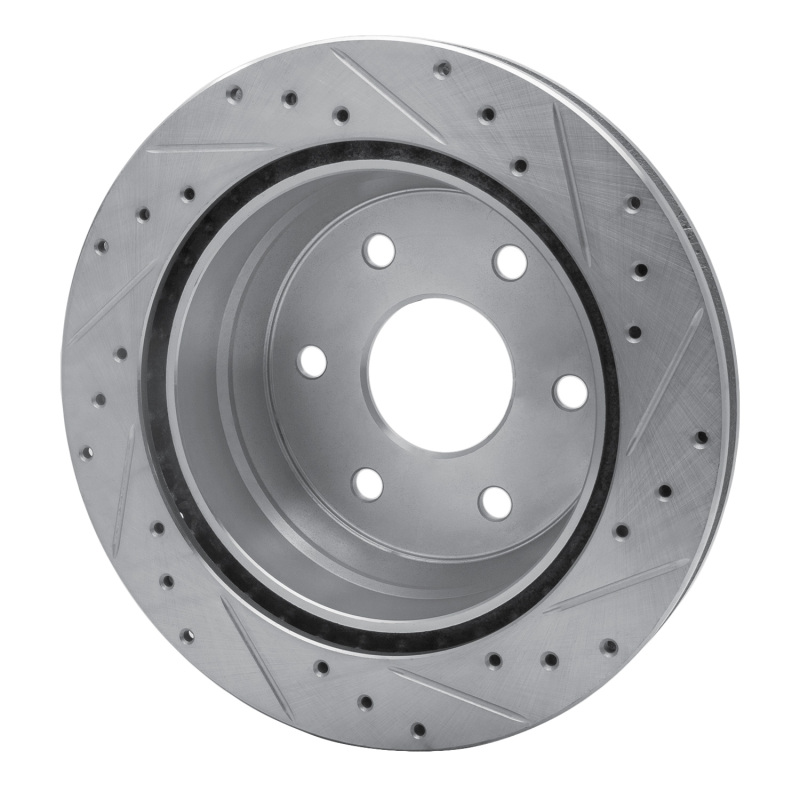 Picture of R1 00-14 Cadillac Escalade Rear Left Drilled & Slotted Silver Brake Rotor