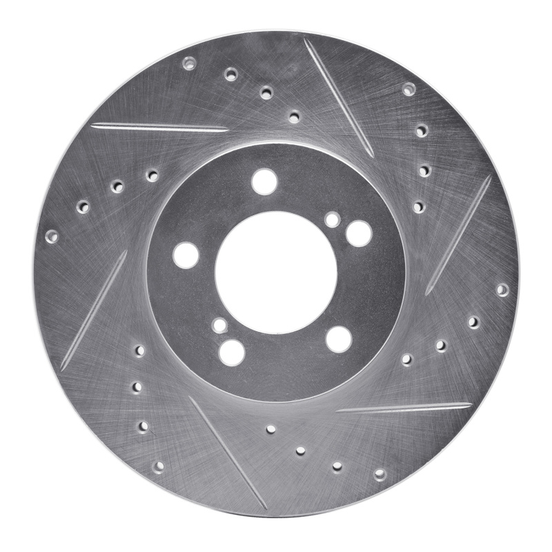 Picture of R1 93-07 Ford Taurus SHO Front Right Drilled & Slotted Silver Brake Rotor