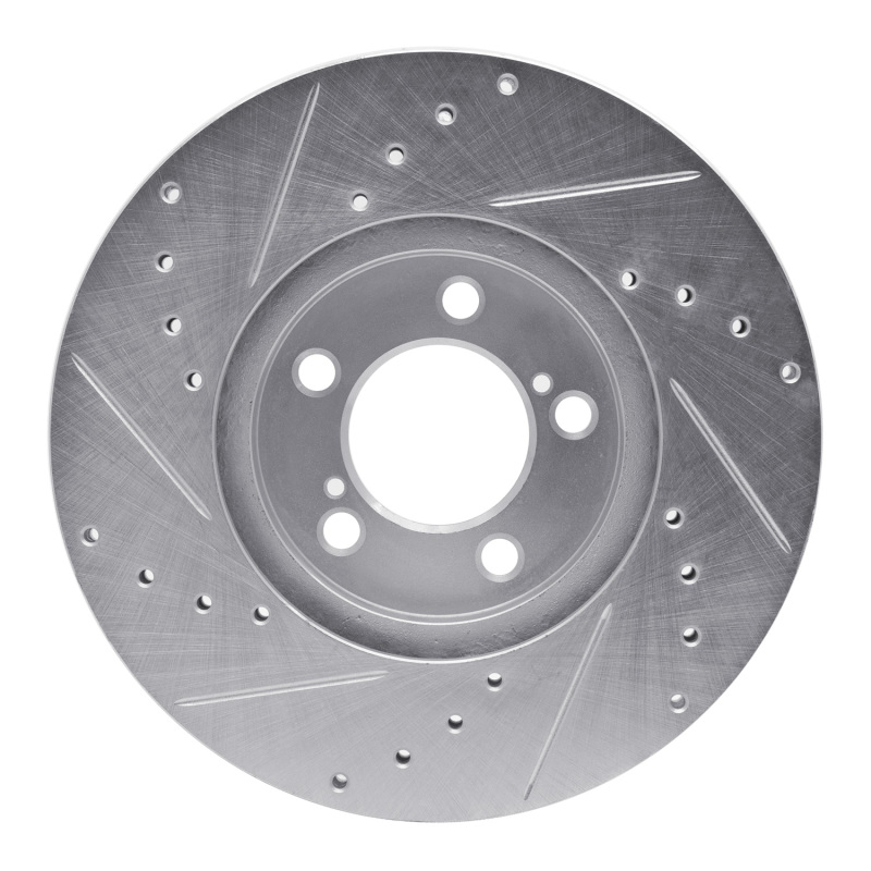 Picture of R1 93-07 Ford Taurus SHO Front Right Drilled & Slotted Silver Brake Rotor