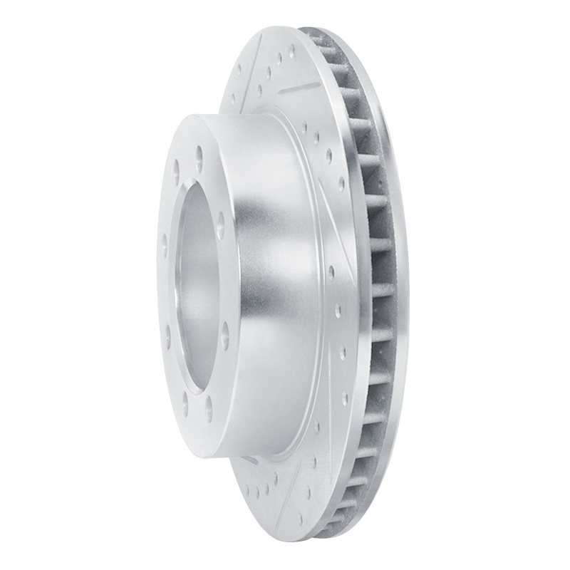Picture of R1 95-99 Ford F-350 4WD (Excl Super Duty) Front Left Drilled & Slotted Silver Brake Rotor