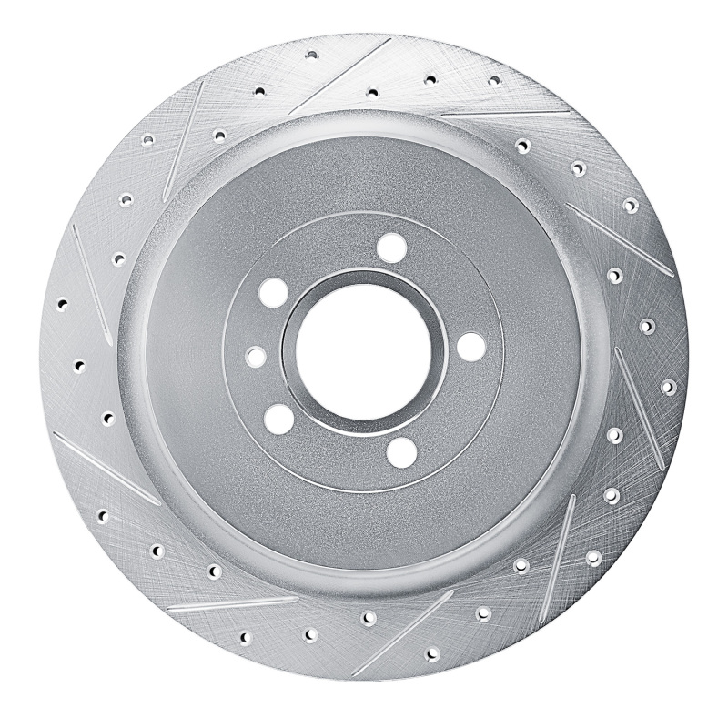 Picture of R1 13-14 Ford Mustang Rear Left Drilled & Slotted Silver Brake Rotor