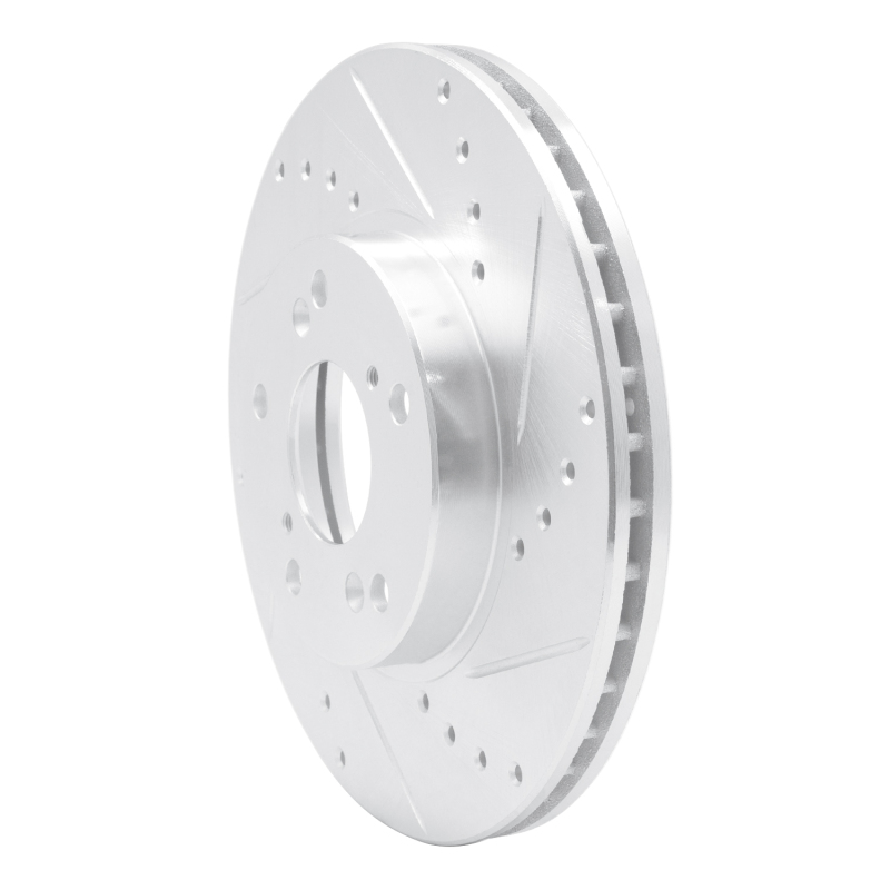 Picture of R1 98-22 Acura CSX Front Right Drilled & Slotted Silver Brake Rotor