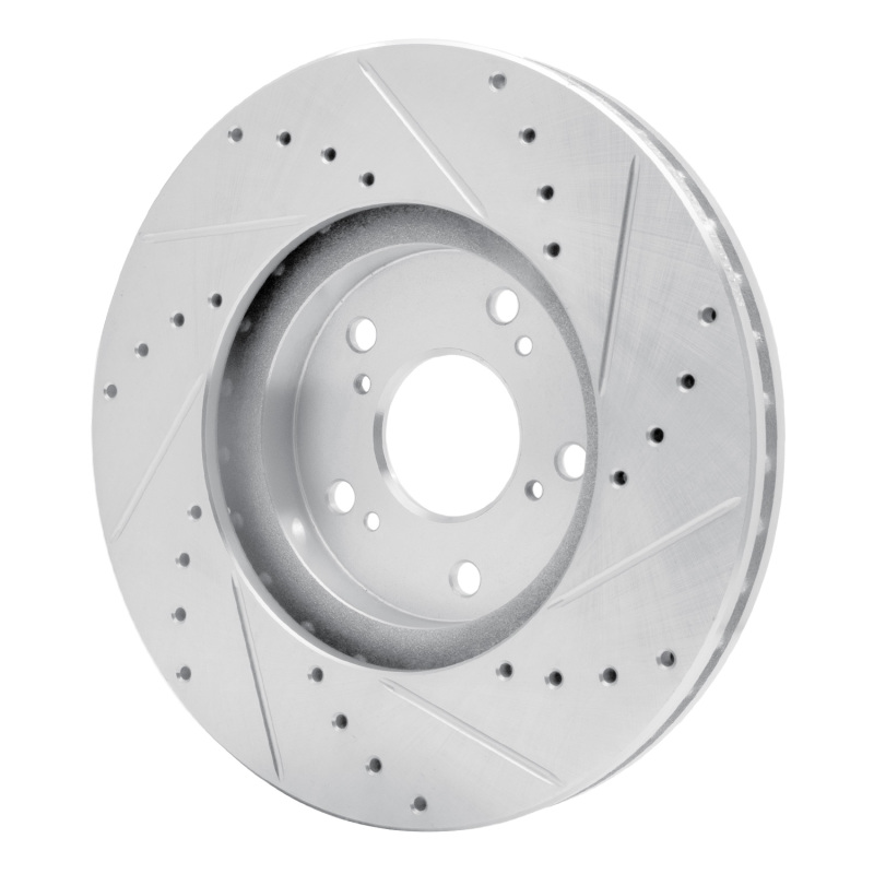 Picture of R1 99-14 Acura TSX Front Left Drilled & Slotted Silver Brake Rotor