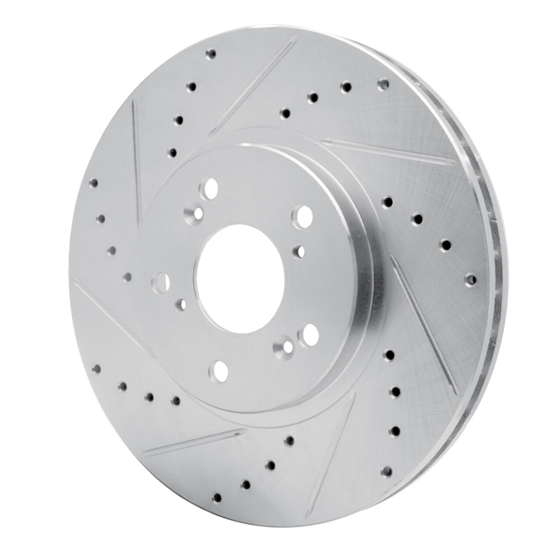 Picture of R1 99-14 Acura TSX Front Left Drilled & Slotted Silver Brake Rotor
