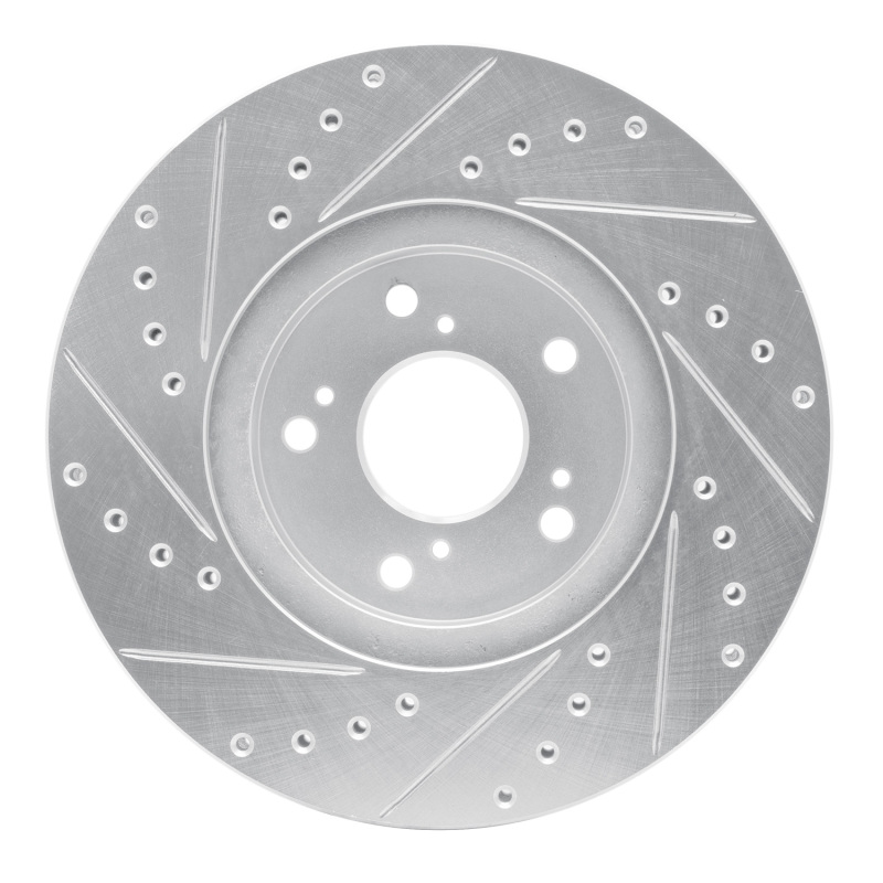 Picture of R1 99-14 Acura TSX Front Right Drilled & Slotted Silver Brake Rotor