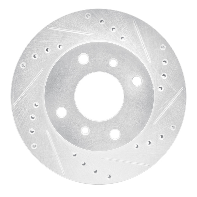 Picture of R1 89-13 Infiniti G20 Front Right Drilled & Slotted Silver Brake Rotor