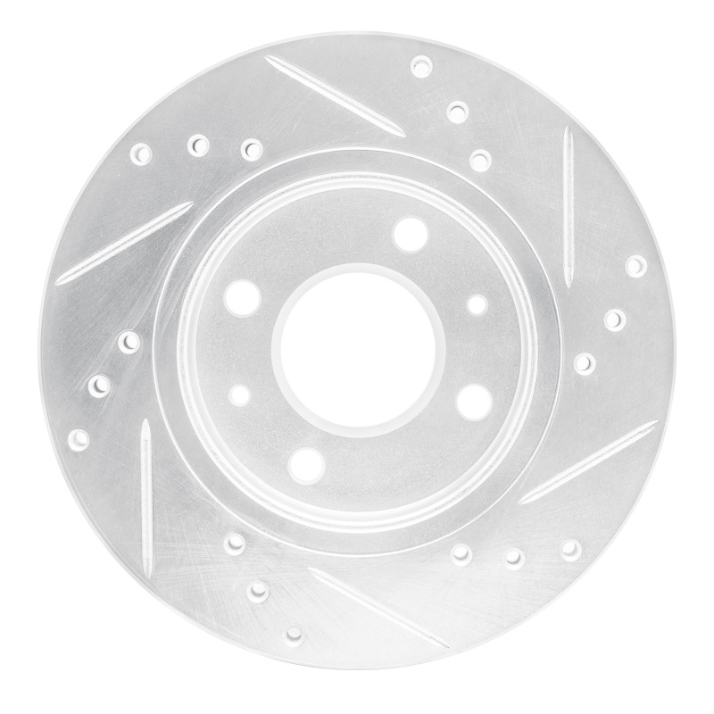 Picture of R1 86-17 Nissan NX Front Left Drilled & Slotted Silver Brake Rotor