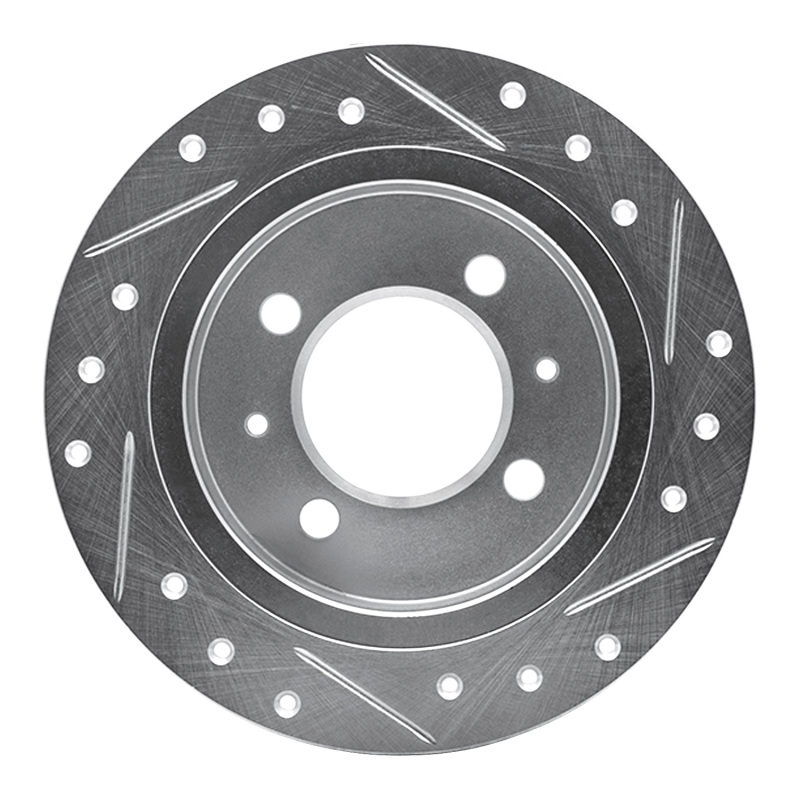 Picture of R1 91-06 Nissan Sentra Rear Left Drilled & Slotted Silver Brake Rotor