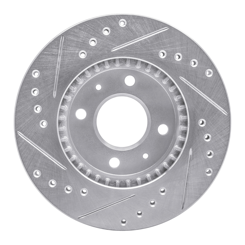 Picture of R1 95-00 Nissan Sentra Front Right Drilled & Slotted Silver Brake Rotor