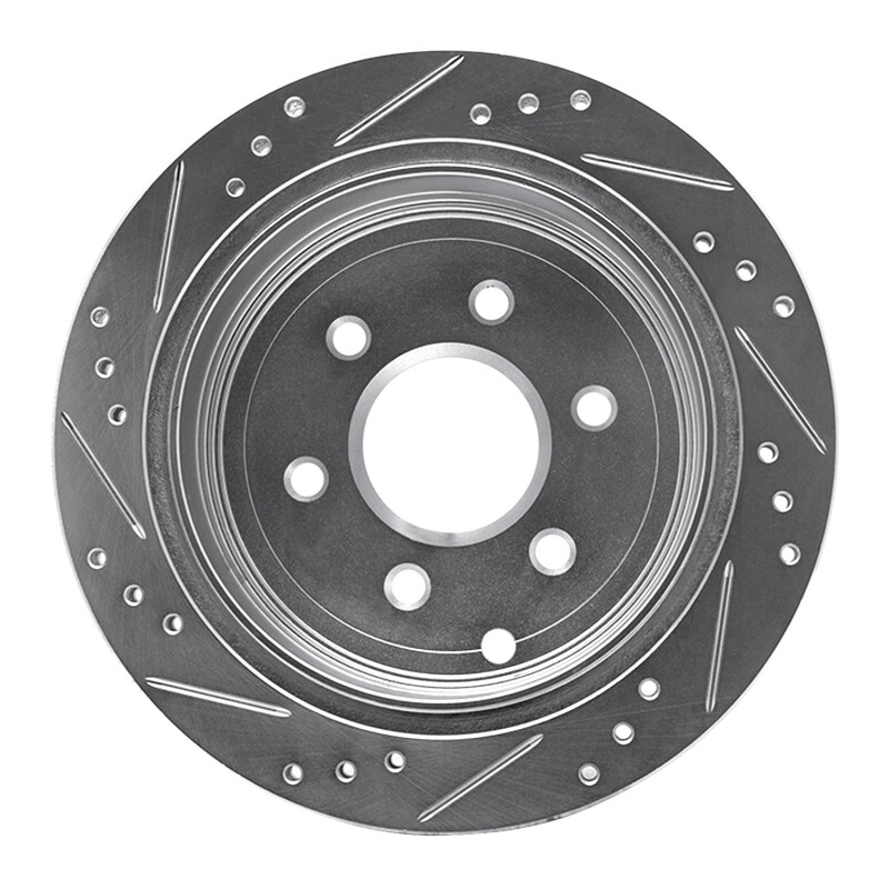 Picture of R1 05-25 Nissan Frontier Rear Right Drilled & Slotted Silver Brake Rotor