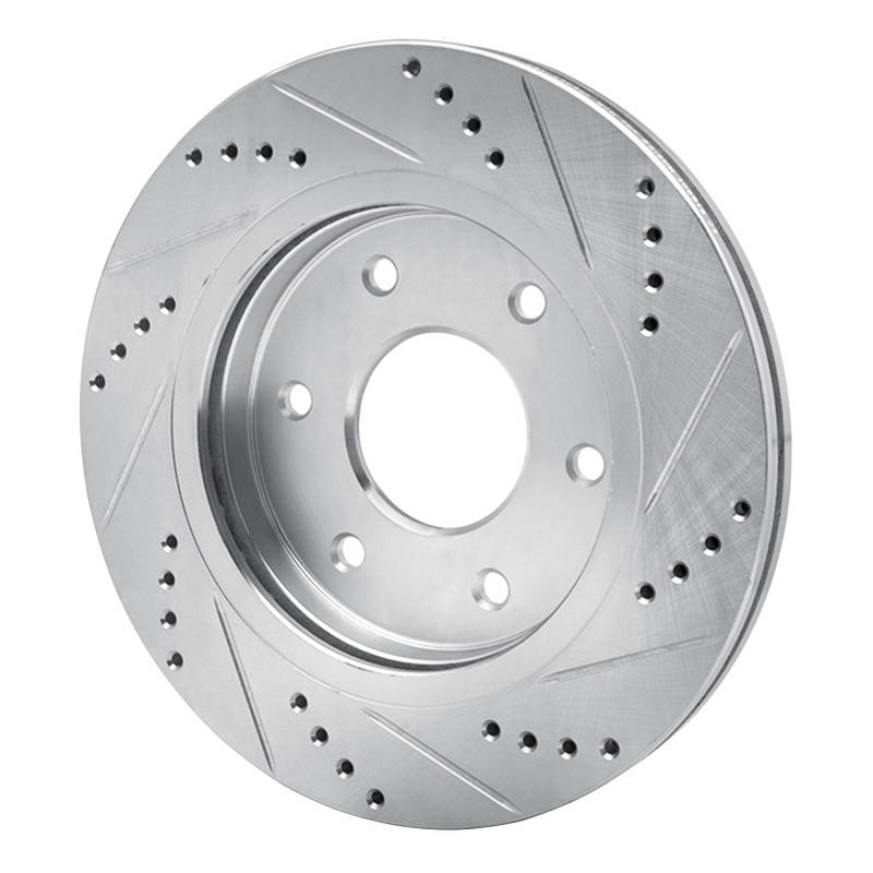 Picture of R1 05-07 Infiniti QX56 Front Left Drilled & Slotted Silver Brake Rotor