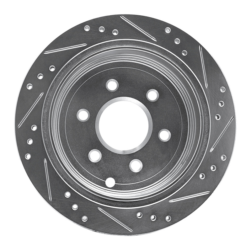 Picture of R1 05-25 Nissan Frontier Rear Left Drilled & Slotted Silver Brake Rotor