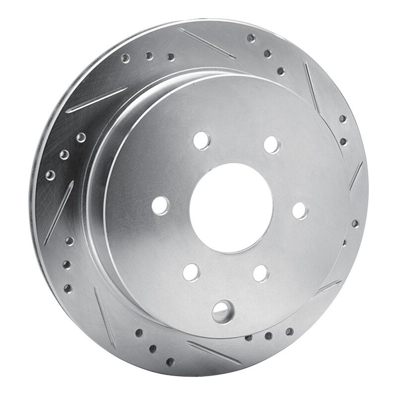 Picture of R1 05-25 Nissan Frontier Rear Right Drilled & Slotted Silver Brake Rotor