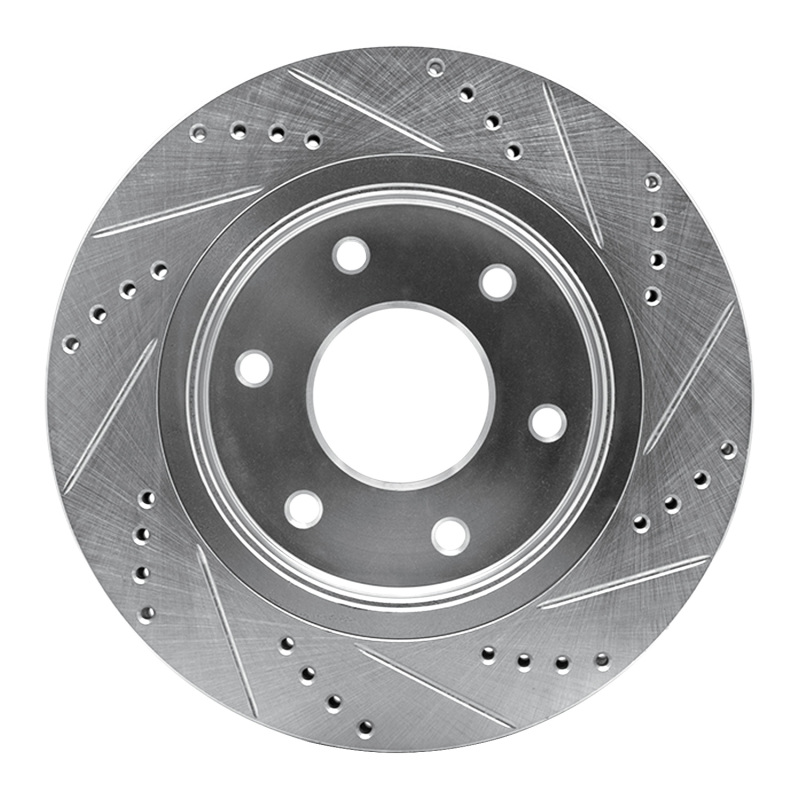 Picture of R1 05-07 Infiniti QX56 Front Left Drilled & Slotted Silver Brake Rotor