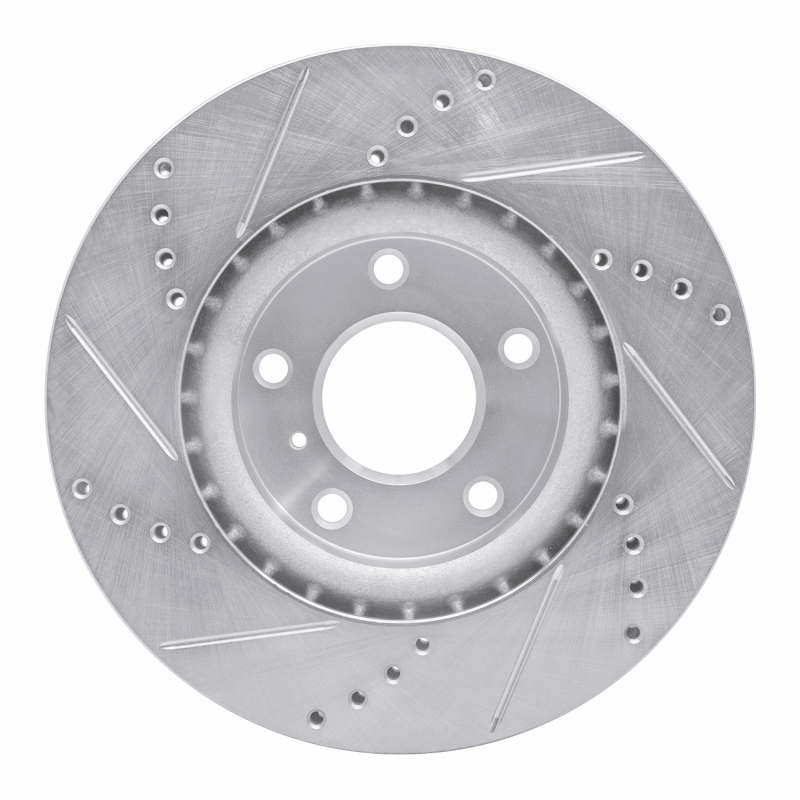 Picture of R1 03-05 Infiniti G35 Front Right Drilled & Slotted Silver Brake Rotor