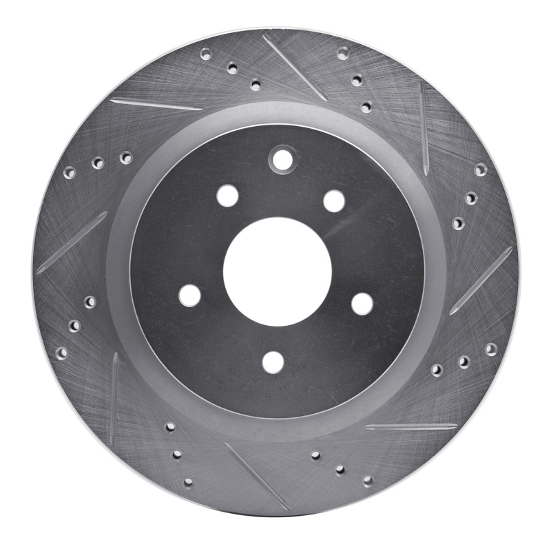 Picture of R1 03-08 Infiniti G35 Rear Right Drilled & Slotted Silver Brake Rotor