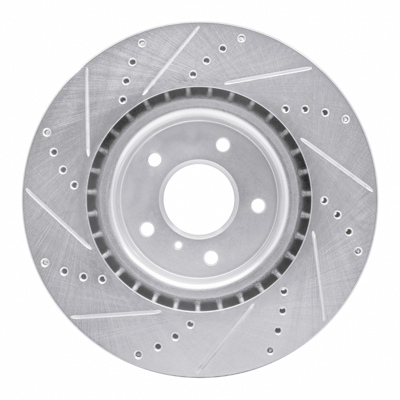 Picture of R1 03-08 Infiniti G35 Front Right Drilled & Slotted Silver Brake Rotor