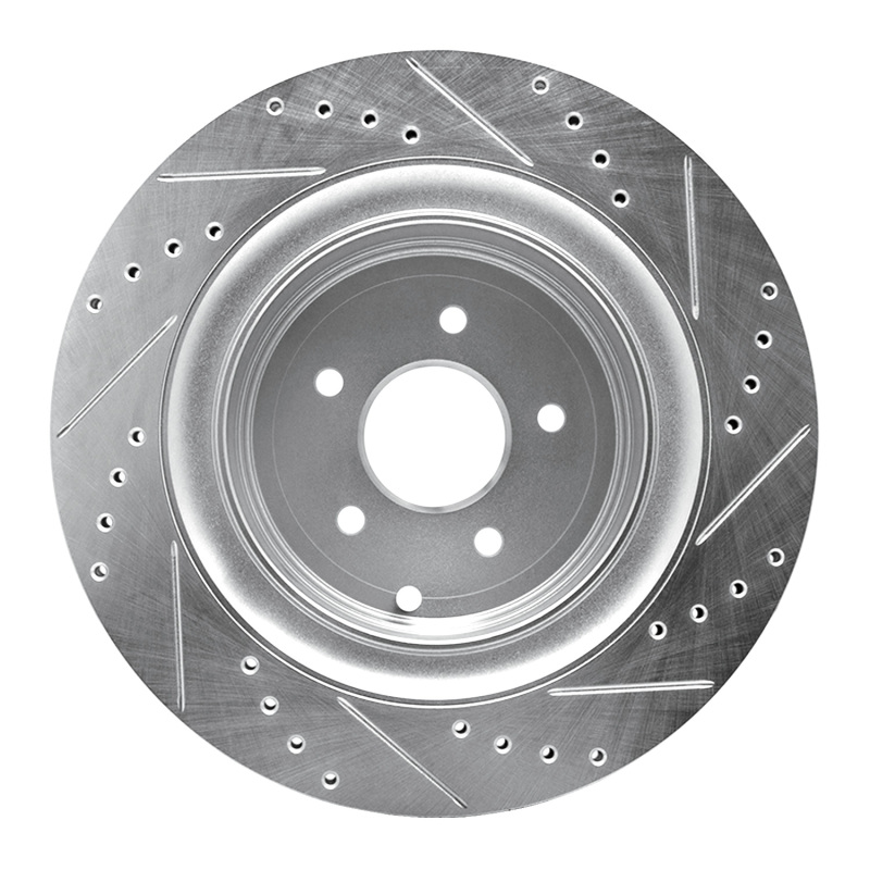 Picture of R1 09-24 Infiniti Q50 Rear Left Drilled & Slotted Silver Brake Rotor