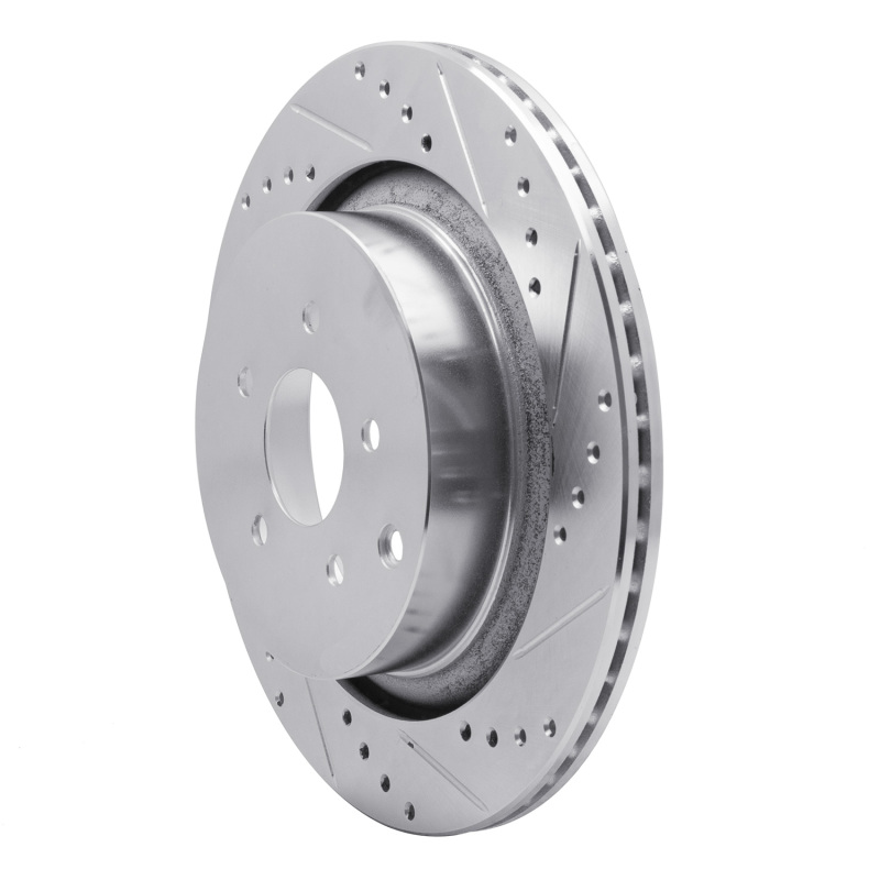 Picture of R1 09-24 Infiniti Q70 Rear Right Drilled & Slotted Silver Brake Rotor