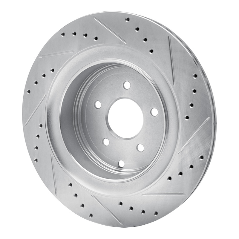 Picture of R1 09-24 Infiniti Q50 Rear Left Drilled & Slotted Silver Brake Rotor